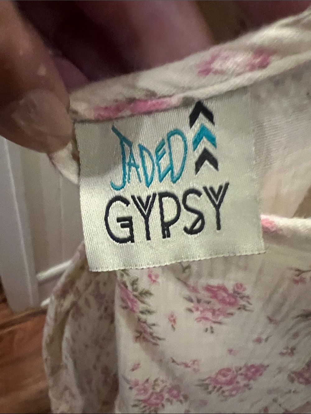 Jaded Gypsy Romantic Cream Oversized Maxi Dress with Pink Floral Print View 6